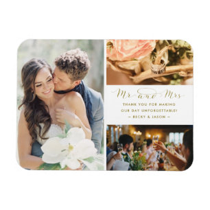 Mr.And Mrs.の写真結婚コラージュに感謝 マグネット
