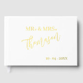 Mr and Mrs ウェディングデート ゴールド ゲストブック (正面)