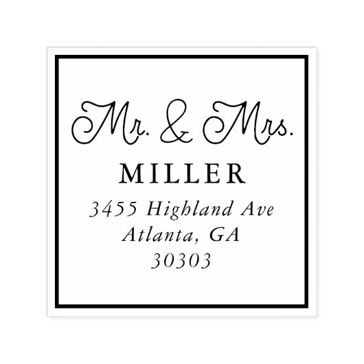 Mr.And Mrs.シンプルScript差出人住所 セルフインキングスタンプ (デザイン)