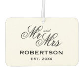 Mr.And Mrs.スクリプトエレガントタイポグラフィ結婚式の引き出物 カーエアーフレッシュナー (裏面)