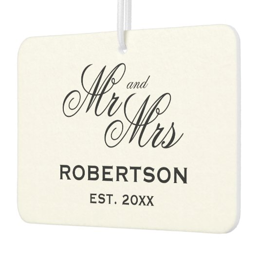 Mr.And Mrs.スクリプトエレガントタイポグラフィ結婚式の引き出物 カーエアーフレッシュナー (左)