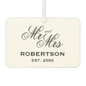 Mr.And Mrs.スクリプトエレガントタイポグラフィ結婚式の引き出物 カーエアーフレッシュナー (正面)