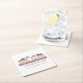 Mr.And Mrs.バラエレガント金ゴールドハート結婚式の引き出物 スクエアペーパーコースター (インサイチュ)