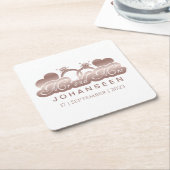 Mr.And Mrs.バラエレガント金ゴールドハート結婚式の引き出物 スクエアペーパーコースター (アングル)