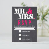 Mr.And Mrs.モダンタイポグラフィブラックピンクRSVP 出欠カード (スタンド正面)