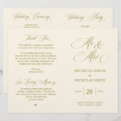Mr.And Mrs.、金ゴールドフォント、折り畳み可能結婚式 プログラム (正面/裏面)