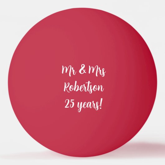 Mr and Mrs 25th wedding anniversary ping pong ball 卓球ボール (正面)