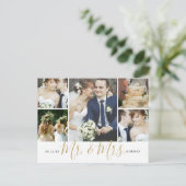 Mr.And Mrs. 5 Photo Collage's Thank 結婚 You ポストカード (スタンド正面)