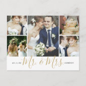 Mr.And Mrs. 5 Photo Collage's Thank 結婚 You ポストカード (正面)