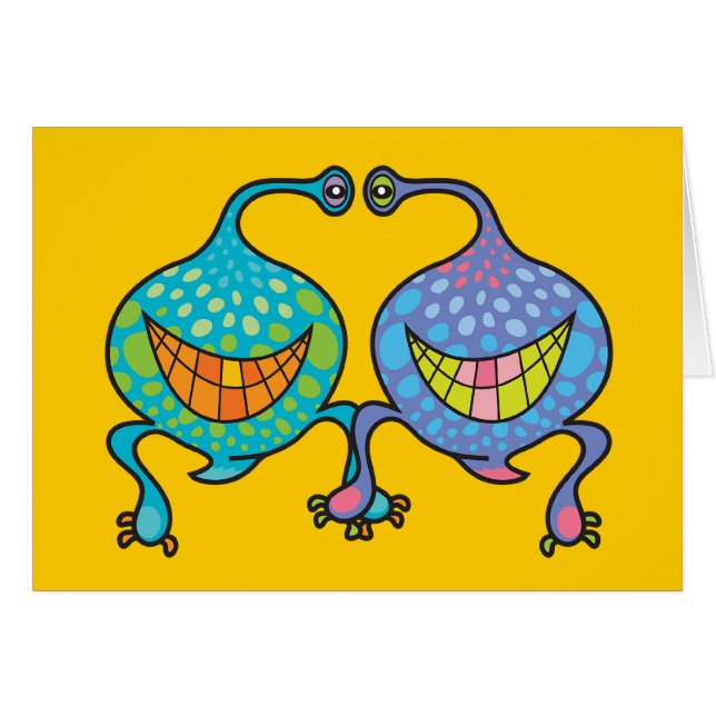 Mr. and Mrs. Blob Cartoonおもしろいエイリアンノート/カード (正面横)