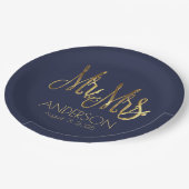 Mr.And Mrs.Blueと金ゴールドエレガントの追加日 ペーパープレート (アングル)