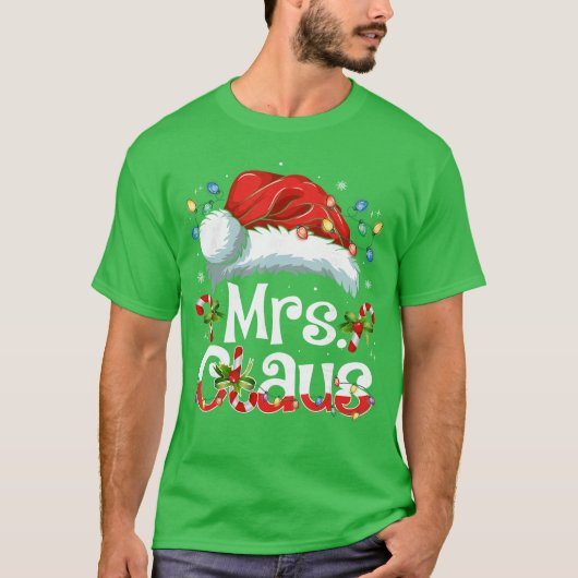Mr and Mrs Claus Couples Matching Christmas Pajama Tシャツ (正面)