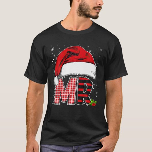 Mr And Mrs Claus Couples Santa Hat Christmas Pajam Tシャツ (正面)