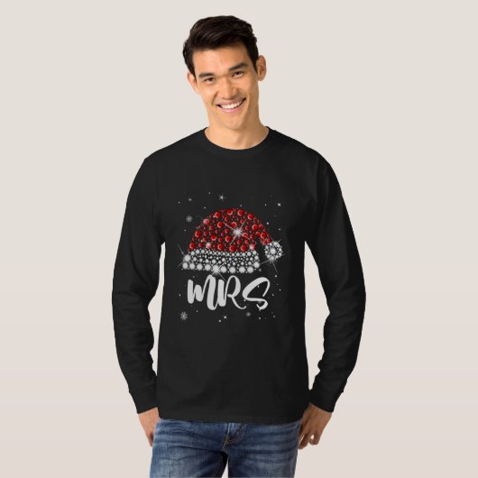 Mr And Mrs Claus Santa Hat Diamond Funny Tシャツ (正面フル)