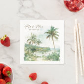 Mr and Mrs Elegant Destination Beach Wedding スタンダードカクテルナプキン (インサイチュ)