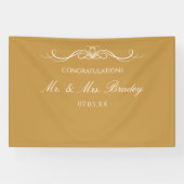 Mr and Mrs Elegant Script Gold Wedding Backdrop 横断幕 (横)