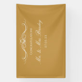 Mr and Mrs Elegant Script Gold Wedding Backdrop 横断幕 (縦)