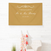 Mr and Mrs Elegant Script Gold Wedding Backdrop 横断幕 (インサイチュ)