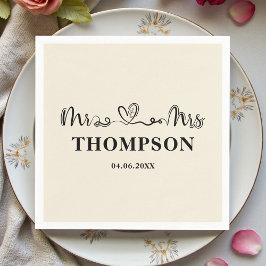 Mr and Mrs Elegant Simple | Natural White スタンダードカクテルナプキン