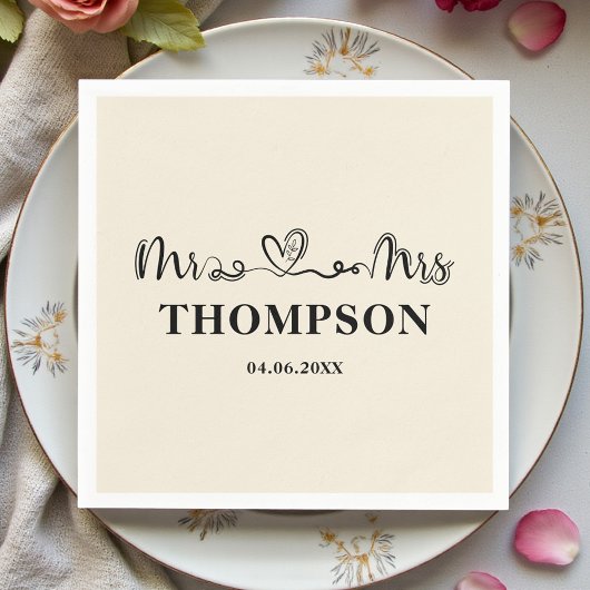 Mr and Mrs Elegant Simple | Natural White スタンダードカクテルナプキン