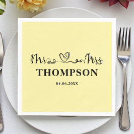 Mr and Mrs Elegant Simple | Pale Yellow スタンダードカクテルナプキン