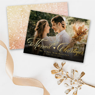 Mr.And Mrs. First 結婚した Christmas Photos結婚 箔シーズンカード