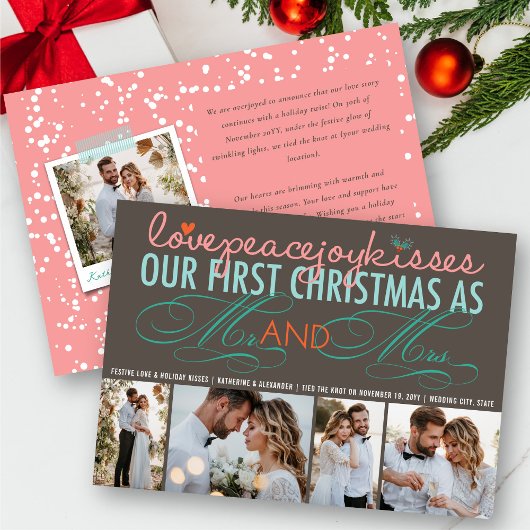 Mr And Mrs First Christmas Photo Collage Wedding 招待状