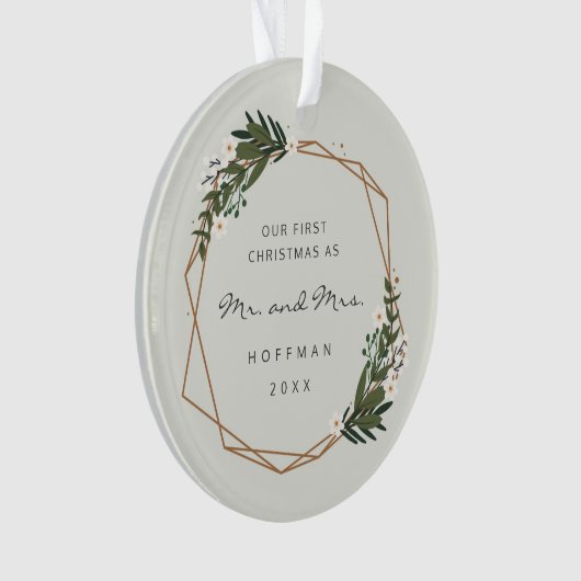 Mr.And Mrs. Geometric Photo私たちの初めてのクリスマス オーナメント (正面)