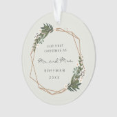 Mr.And Mrs. Geometric Photo私たちの初めてのクリスマス オーナメント (正面)