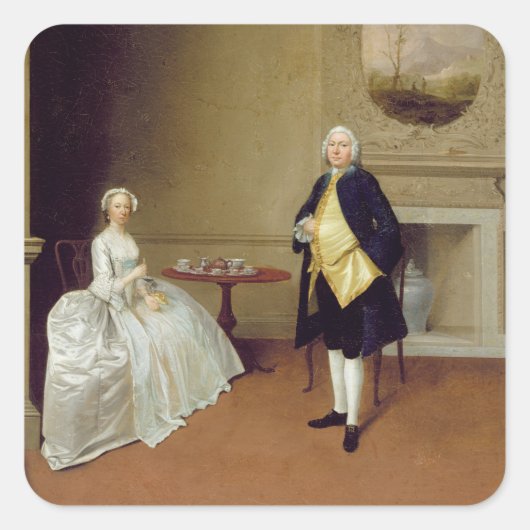 Mr. and Mrs. Hill, c.1750-51 (キャンバス上の油) スクエアシール (正面)