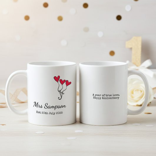 Mr And Mrs Mugs 1st Wedding Anniversary Keepsake コーヒーマグカップ