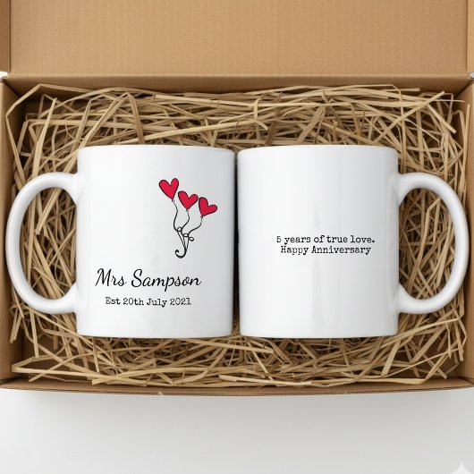 Mr And Mrs Mugs 5th Wedding Anniversary Keepsake コーヒーマグカップ
