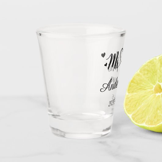 Mr and Mrs - Name - Weddind date ショットグラス (左)