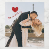 Mr.And Mrs. Photo カスタム Red Sparkleハート ワインラベル (シングルラベル)