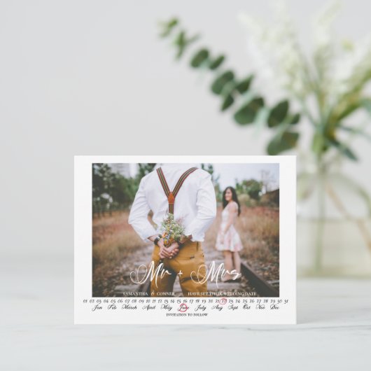 Mr.And Mrs. Save the Date Infinity Calendar Postca ポストカード (スタンド正面)