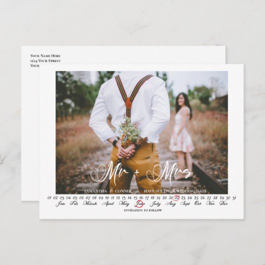 Mr.And Mrs. Save the Date Infinity Calendar Postca ポストカード (正面/裏面)