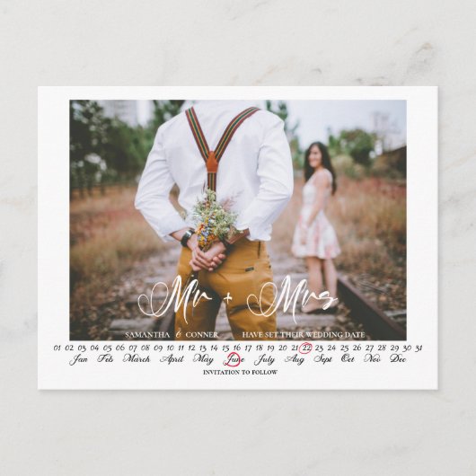 Mr.And Mrs. Save the Date Infinity Calendar Postca ポストカード (正面)