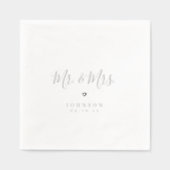 Mr and Mrs simple elegant script wedding 箔ナプキン (正面)