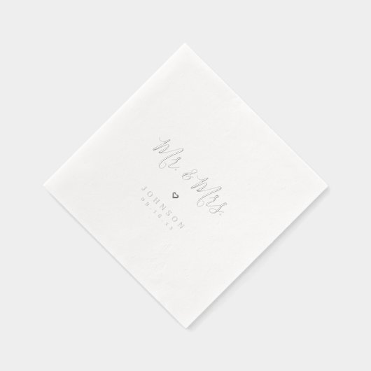 Mr and Mrs simple elegant script wedding 箔ナプキン (右)