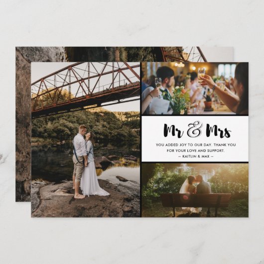 Mr.And Mrs. Thank You Photo Collage's 結婚. サンキューカード (正面/裏面)