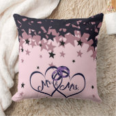 Mr and Mrs Wedding Throw Pillow with Star Backgrou クッション (ブランケット)
