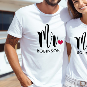 Mr. Blackスクリプモダントのカスタム結婚式モノグラム Tシャツ
