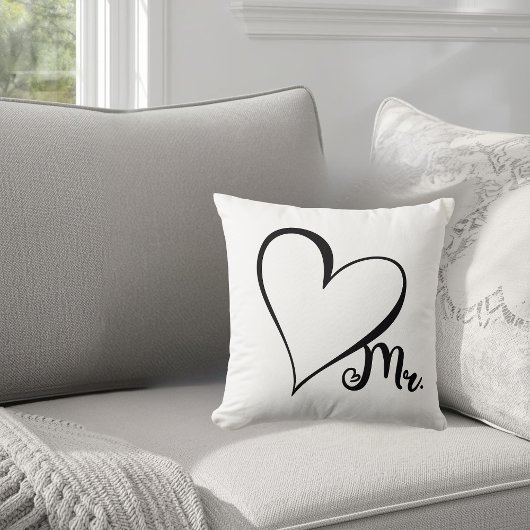 Mr. Black Heart Throw Pillow クッション