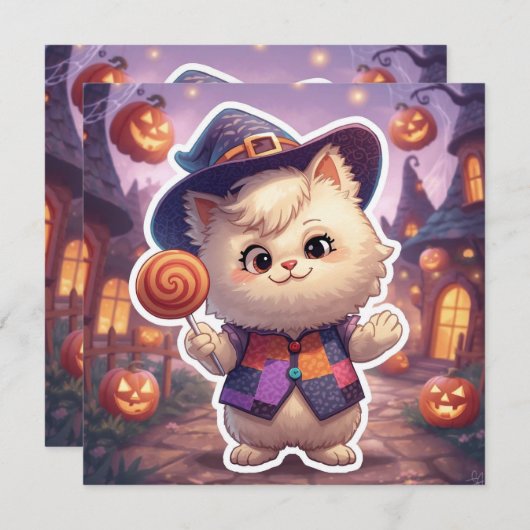 Mr. Bluffy – ハロウィーンの優しいブルーフマスター 招待状 (正面/裏面)