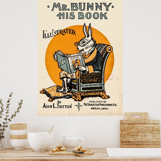 Mr. Bunny, his book - Adam L. Sutton Poster ポスター (キッチン)