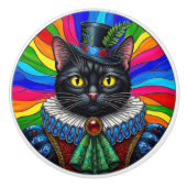 Mr Cat, Victorian Black Cat in Hat  セラミックノブ (正面)
