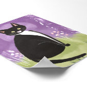 Mr. Chonk | タキシード猫の紫水彩画 ポスター (角)