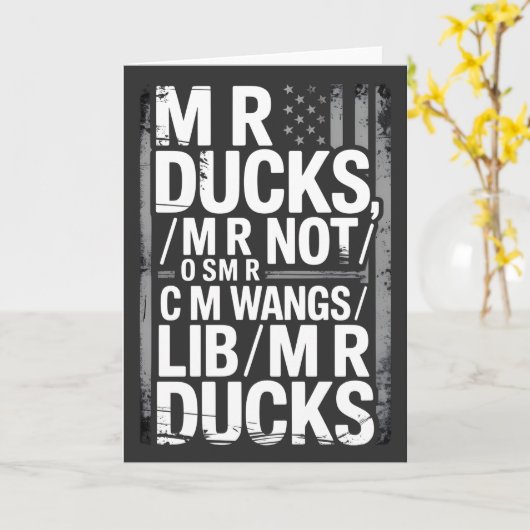 MR Ducks Funny Phonetic Joke Distressed American カード (黄色い花)