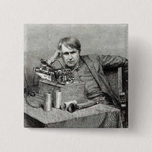 Mr.Edisonの新しいレコードプレーヤー 缶バッジ (正面)