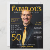 Mr. Fabulous 50歳の誕生日雑誌表紙風デザイン 招待状 (正面)